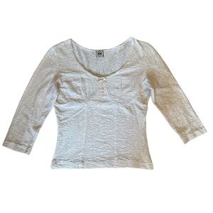 Jou Jou Floral Textured Henley Corset Top Cream Whimsigoth Fairycore Boho Small